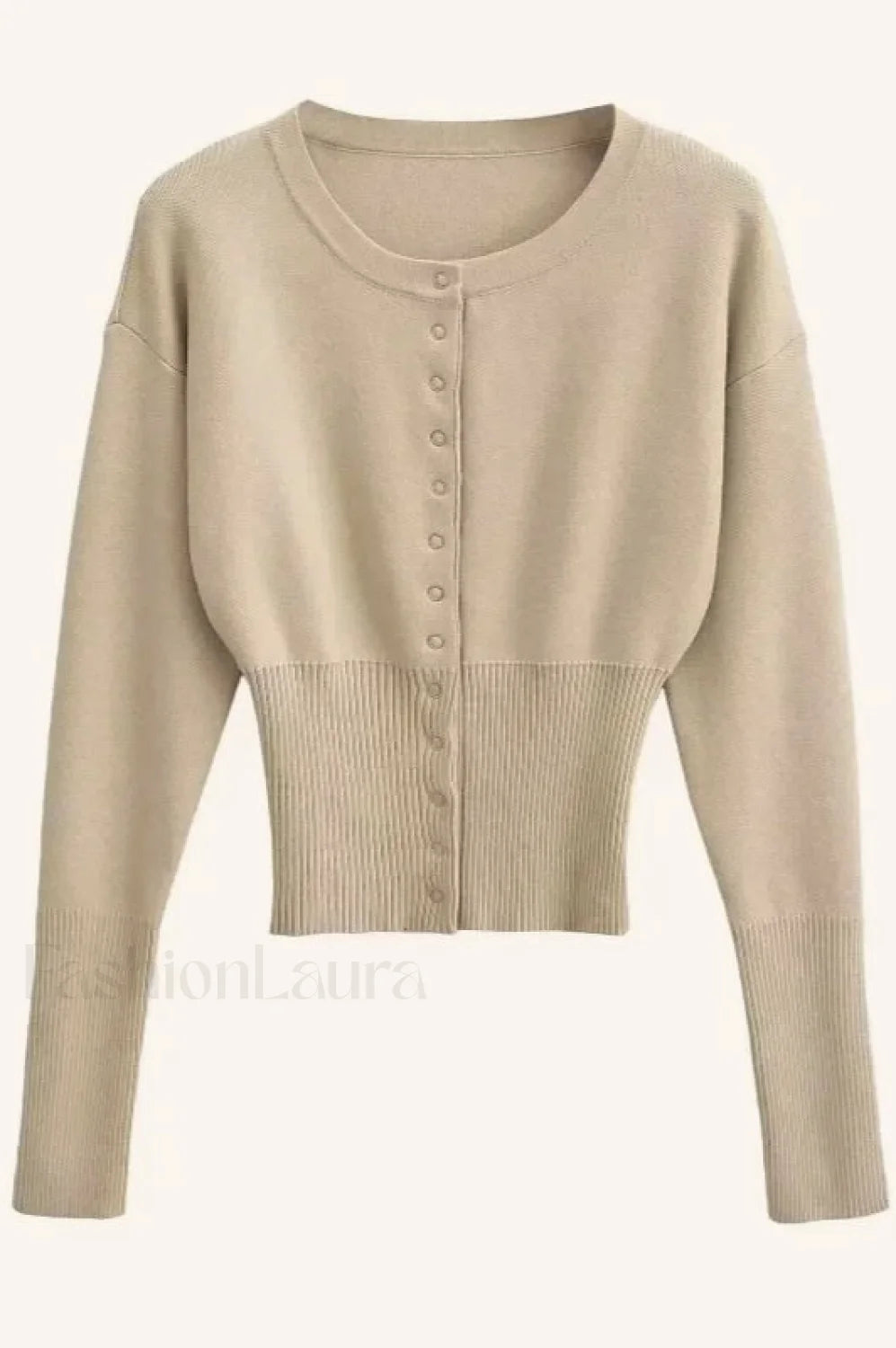 High Waist Slim Fit Cardigan Apricot / S