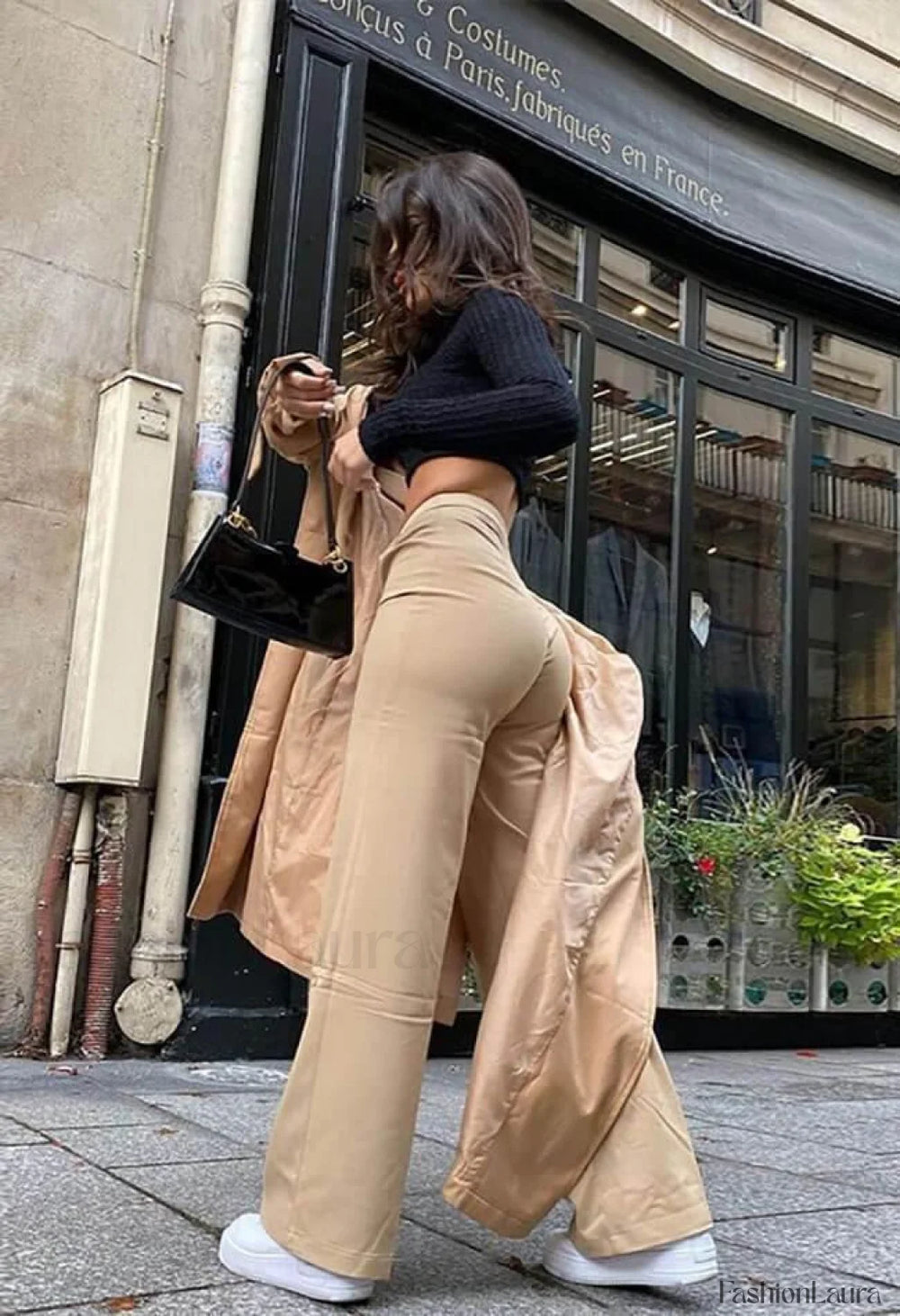 High Waist Solid Straight Pants Pants