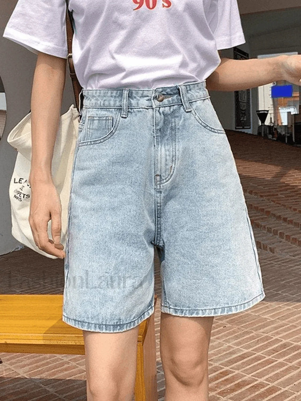 High Waist Straight Leg Denim Shorts Blue / S Shorts