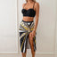 High Waist Striped Push Up Three Piece Set Black / S