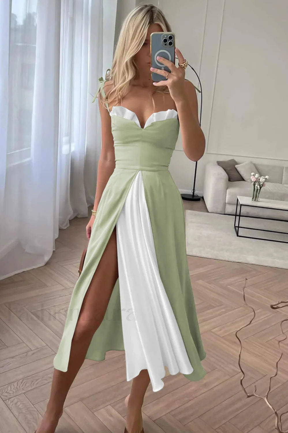 High Waist Stylish Satin Wrap Dress