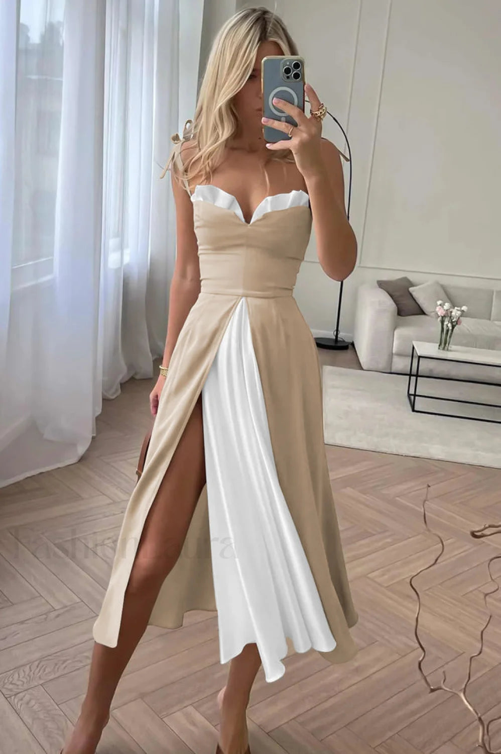 High Waist Stylish Satin Wrap Dress