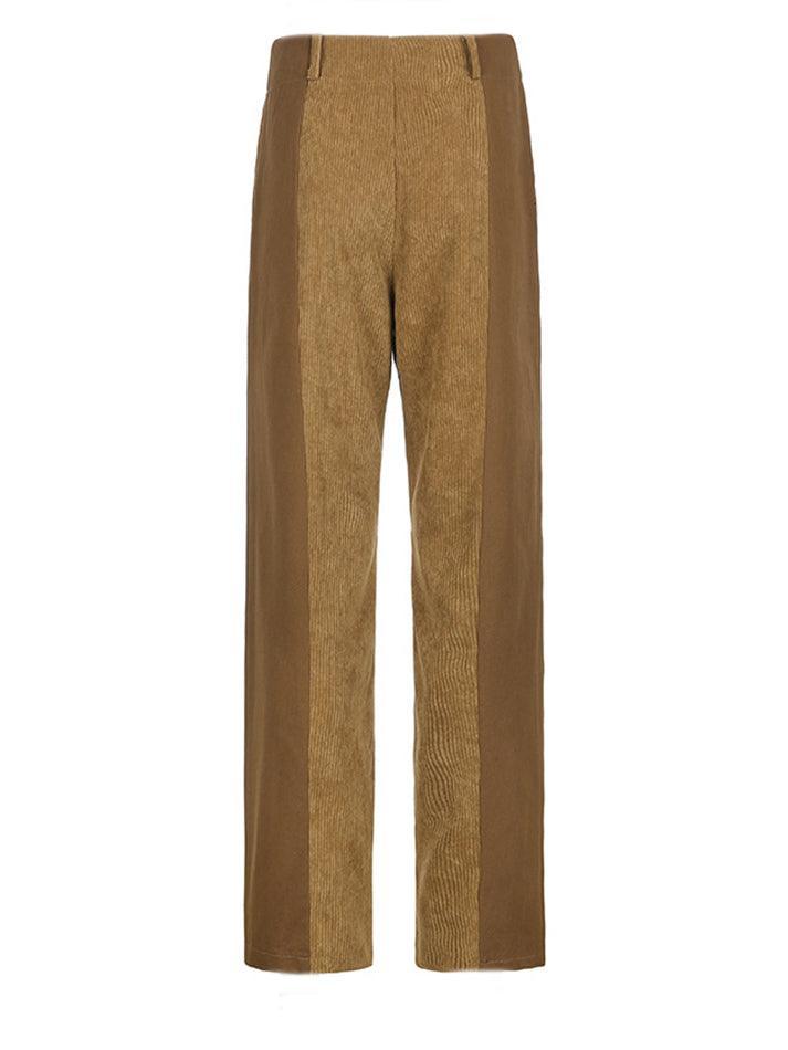 High Waist Y2K Corduroy Loose Pants Khaki / S Pants