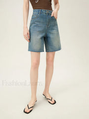 High Waisted Denim Vintage Washed Short