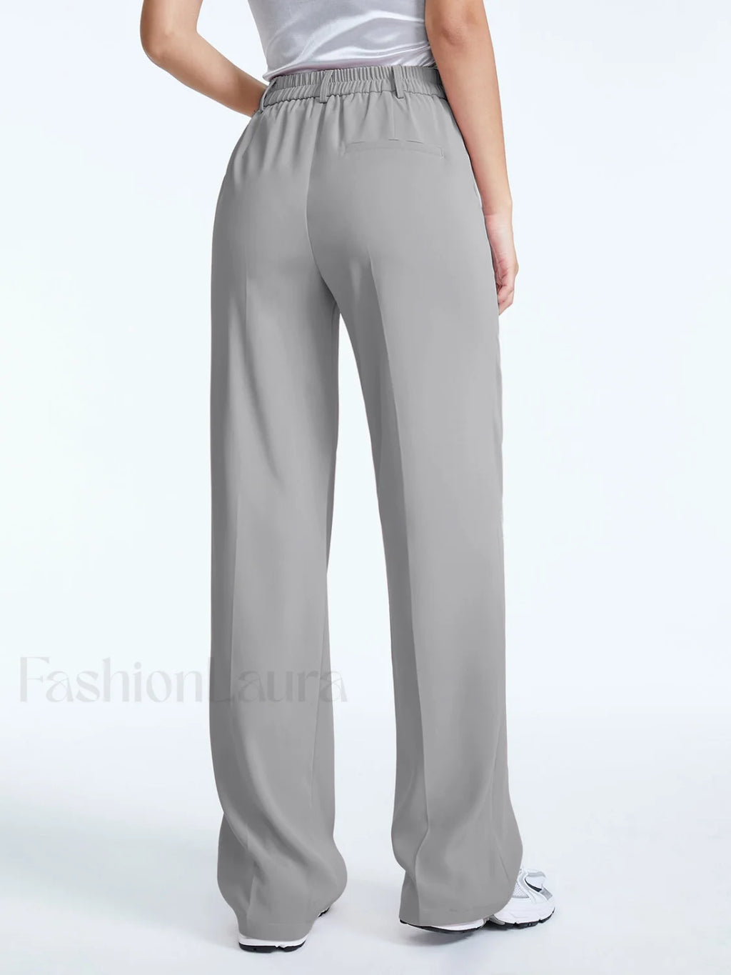 High Waisted Straight Trendy Leg Pleat Front Trousers Pants
