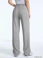 High Waisted Straight Trendy Leg Pleat Front Trousers Pants