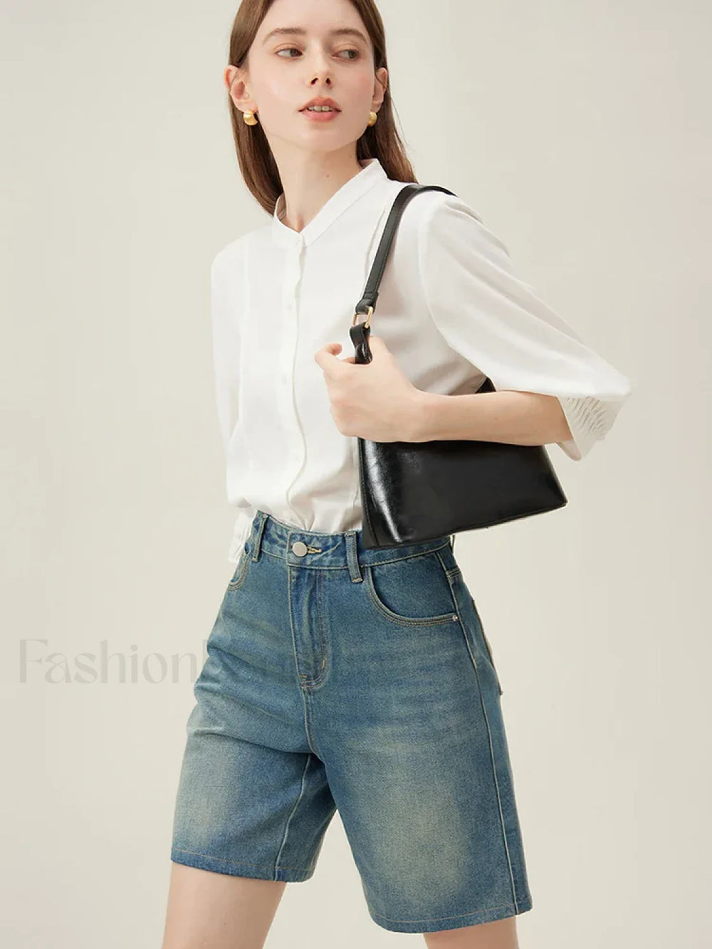 High Waisted Vintage Washed Denim Seaside Vacation Short