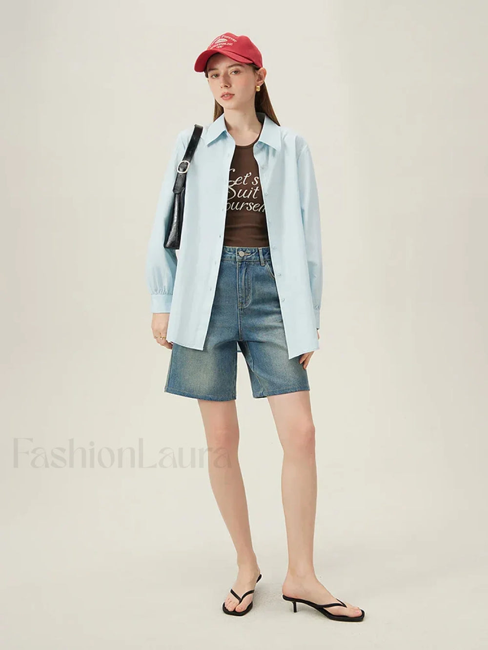 High Waisted Vintage Washed Denim Seaside Vacation Short