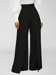 High Waisted Wide Leg Pants Black / L Pants