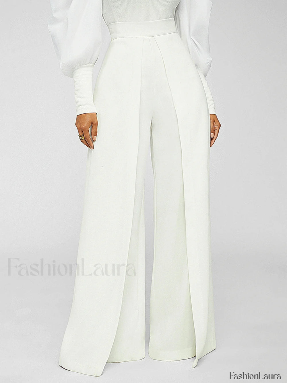 High Waisted Wide Leg Pants White / L Pants