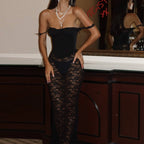 Elegant Lace Maxi For Women Fashion Off shoulder Sleeveless Backless Bodycon Long Lace Dress