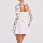 Women’s Sexy Floral Lace Long Square Cocktail Club A Line Dress