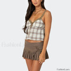 Hit Color Mini Skirt Two Piece Set