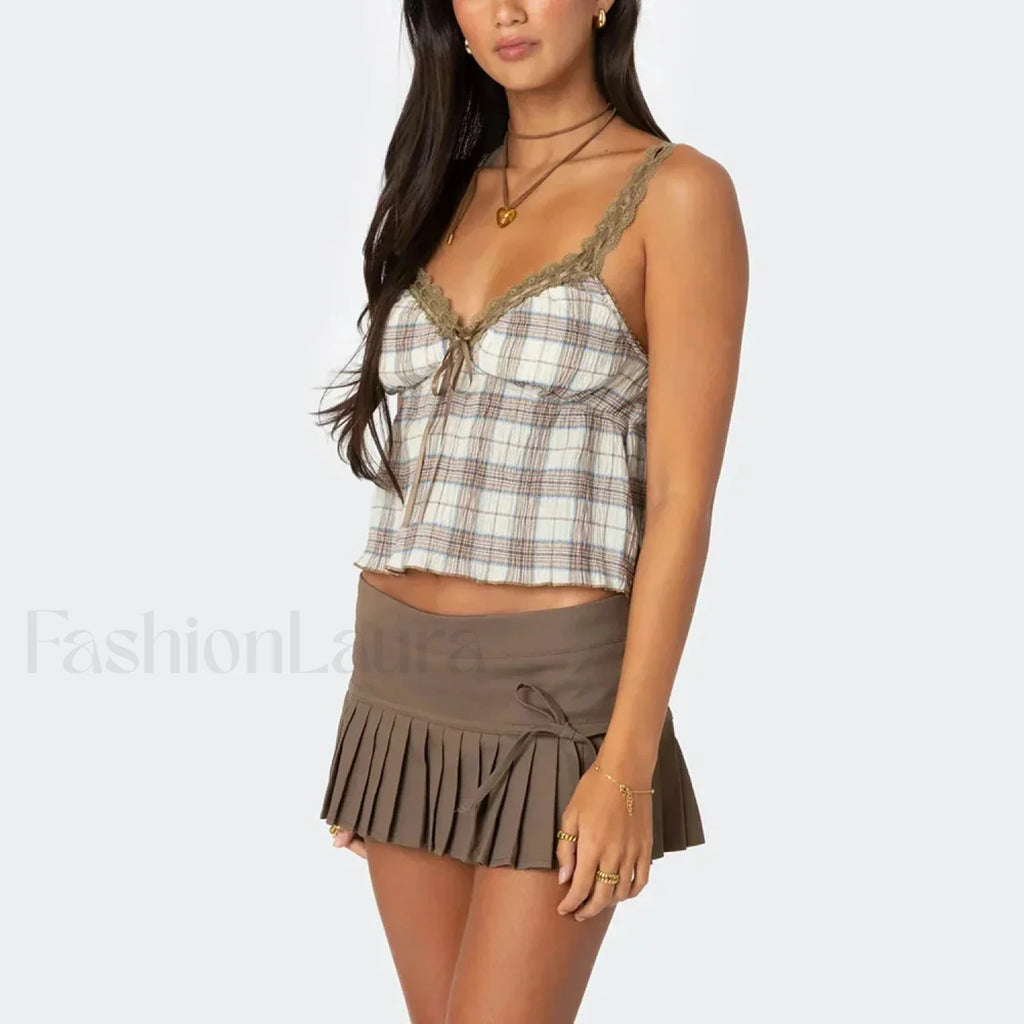 Hit Color Mini Skirt Two Piece Set