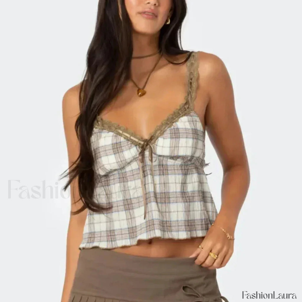 Hit Color Mini Skirt Two Piece Set KHAKI VEST / S
