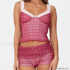Hit Color Slim Shorts Two Piece Set PINK SHORTS / S