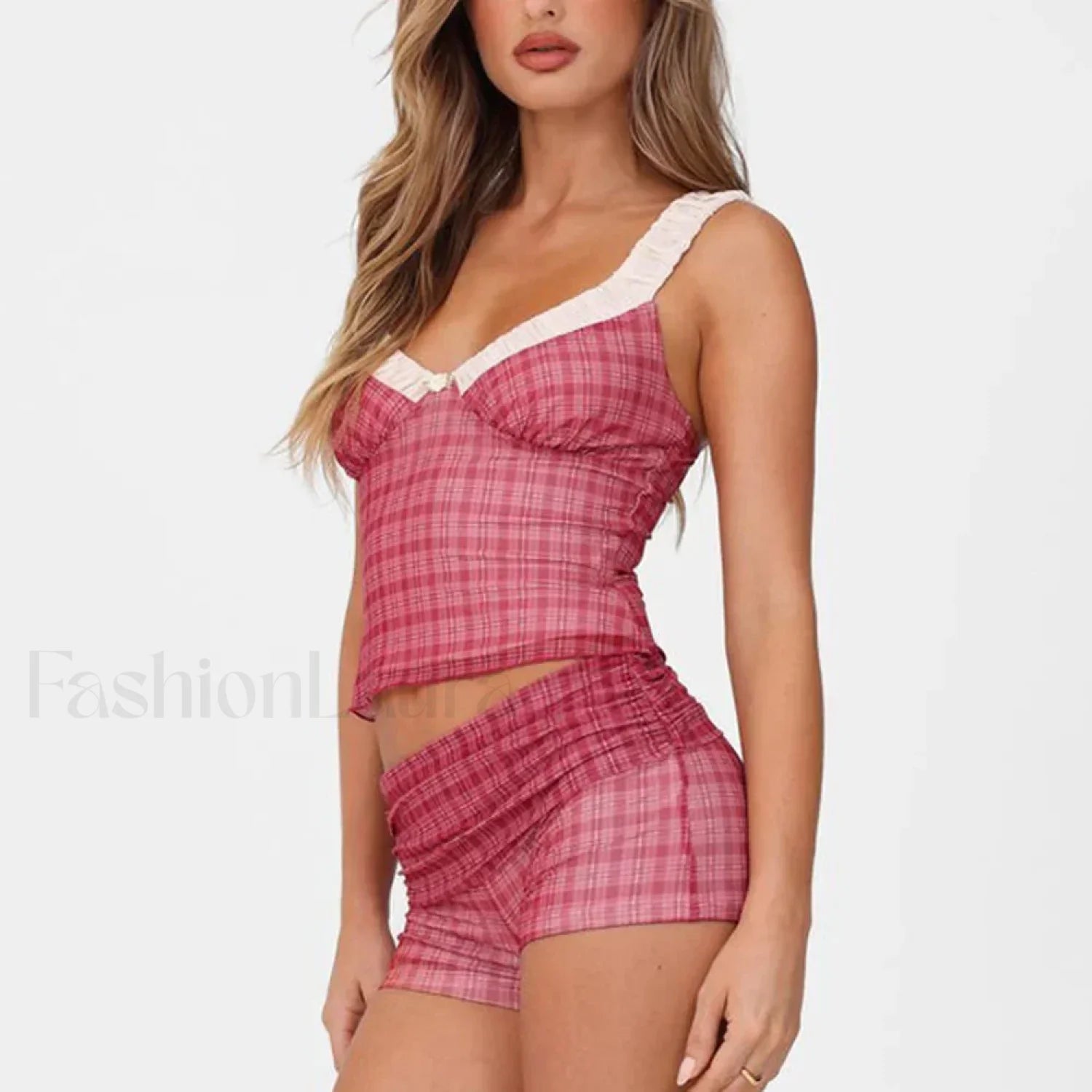 Hit Color Slim Shorts Two Piece Set Secondary image