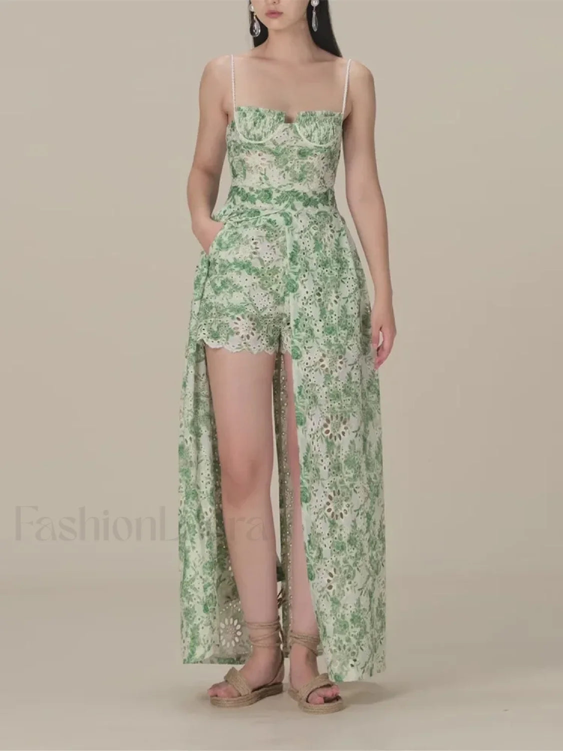 Hit Color Strapless Shorts Two Piece Set Green / S Main image