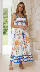 Holiday Digital Printed Long Women Fashion Summer Elegant A Line Vintage Sling Maxi Dress