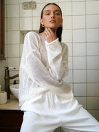 Hollow Draped Snug Knit Top Knit Tops