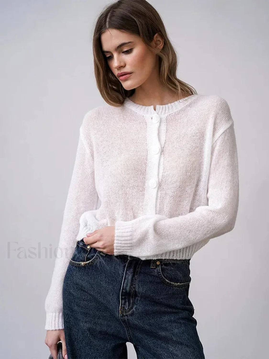 Hollow Knit See-Through Cardigan Secondary image