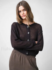Hollow Knit See Through Cardigan Black / S