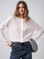 Hollow Knit See Through Cardigan White / S