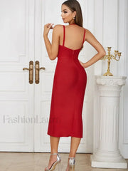 Hollow Lace Up Spaghetti Midi Dress