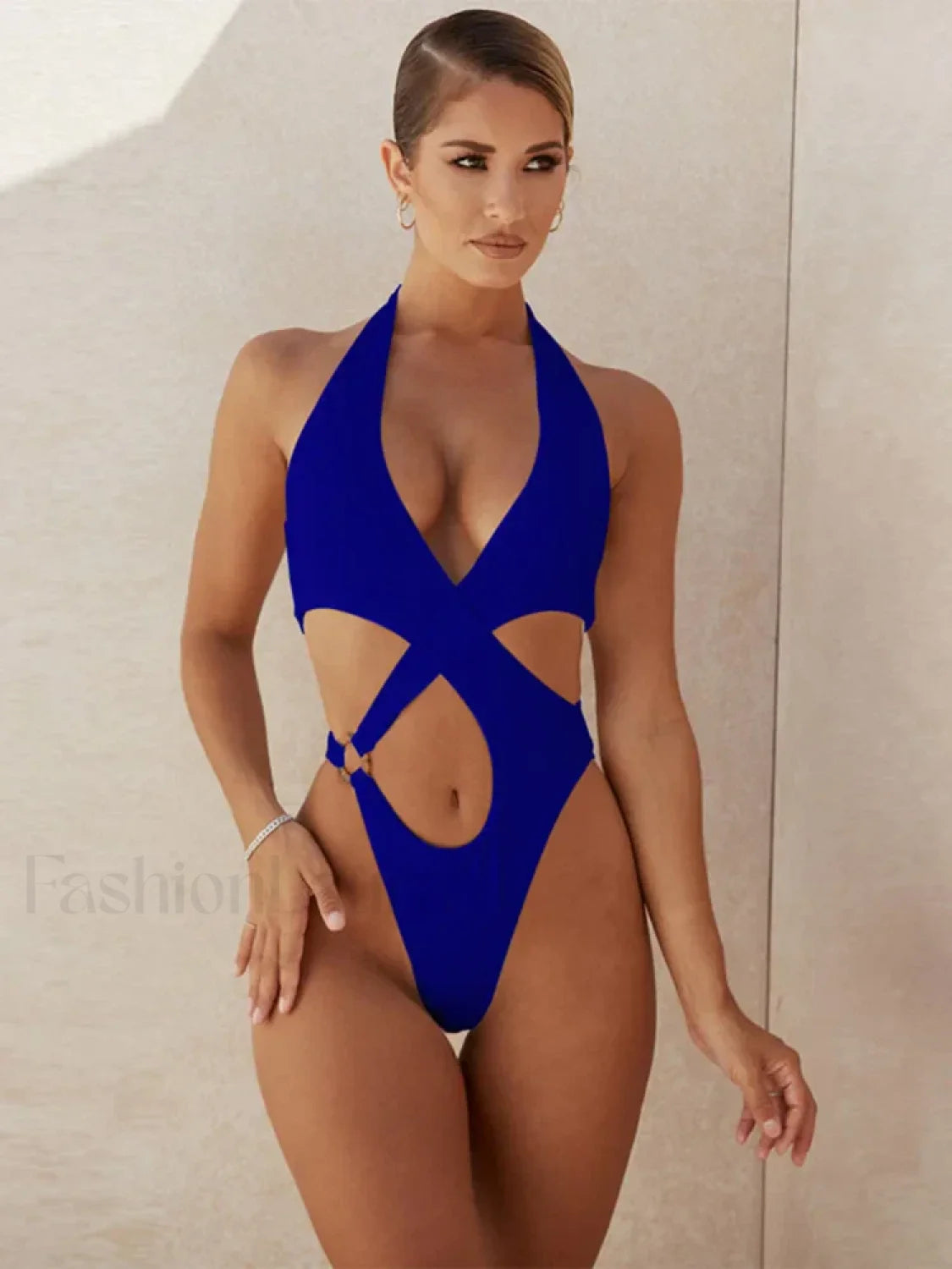 Hollow Out Backless Zipper One Piece Secondary image