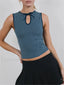 Hollow Out Fairy Tee Crop Top Blue / S