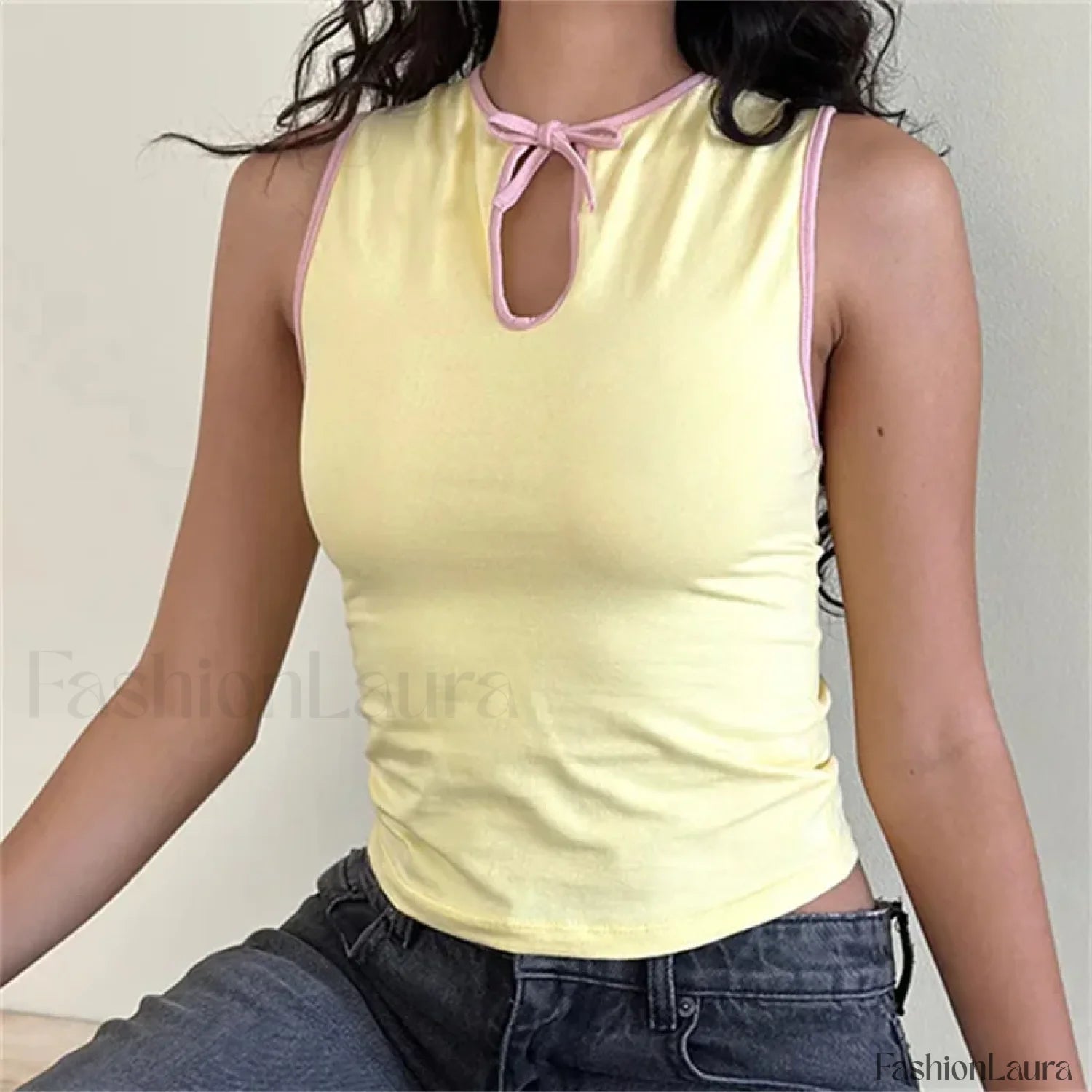 Hollow Out Fairy Tee Crop Top Yellow / S
