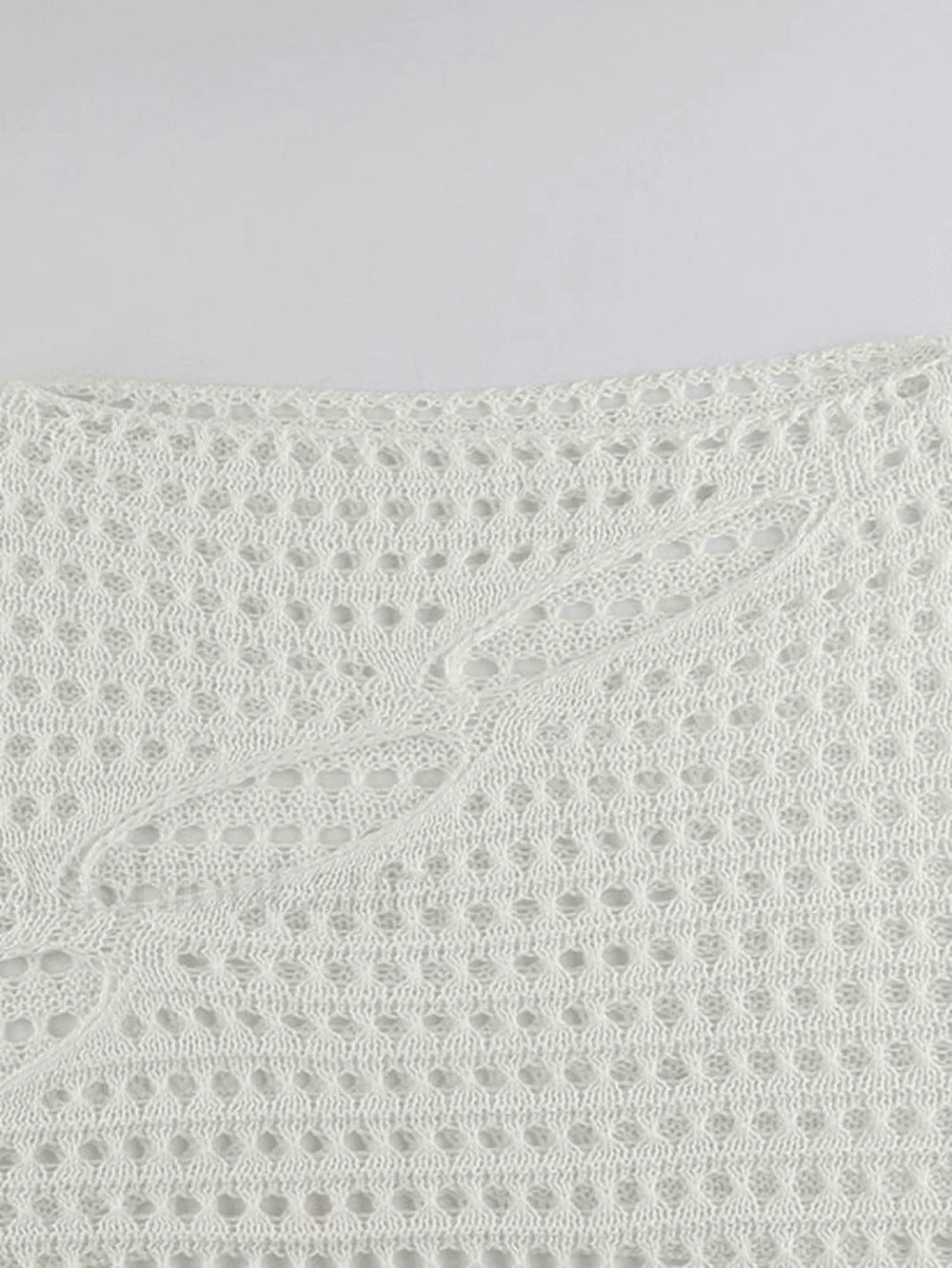 Hollow Out Long Sleeve Knit Crop Top Tops&Tees