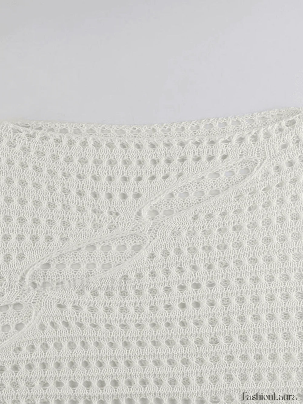 Hollow Out Long Sleeve Knit Crop Top Tops&Tees