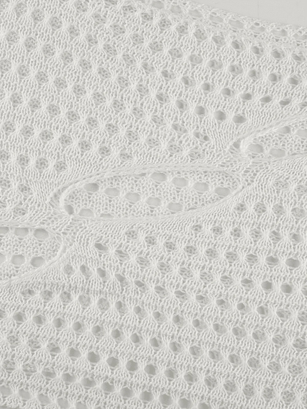 Hollow Out Long Sleeve Knit Crop Top Tops&Tees