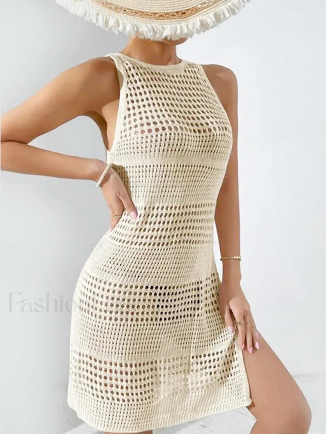Hollow Out Side Slit Crochet Cover Up Secondary image