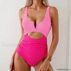 Hollow Out Solid Fashion One Piece Color 1 / S