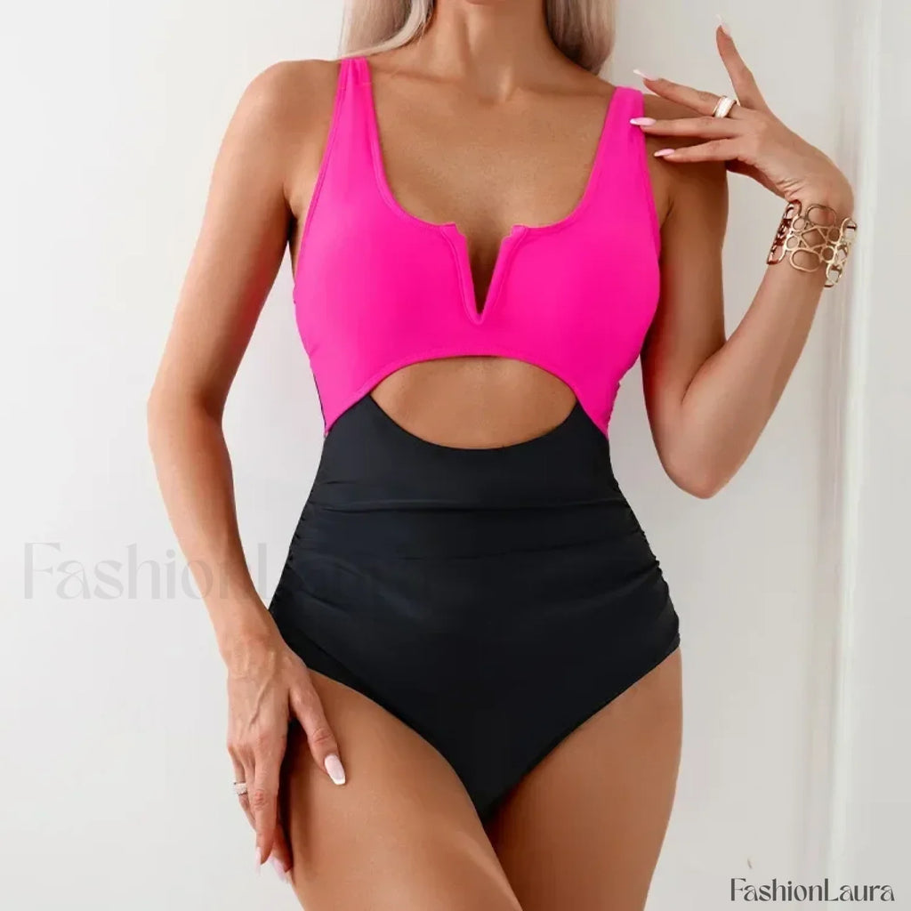 Hollow Out Solid Fashion One Piece Color 4 / S