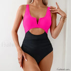 Hollow Out Solid Fashion One Piece Color 4 / S