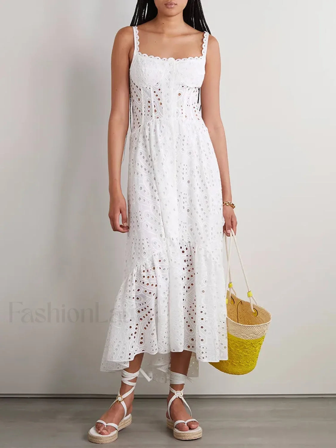 Hollow-Out Square Collar Floral Dress Secondary image
