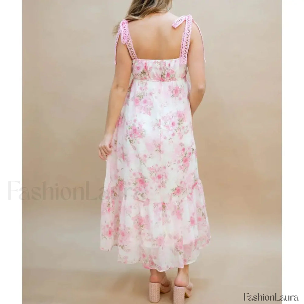 Hollow Out Square Neck Midi Dress