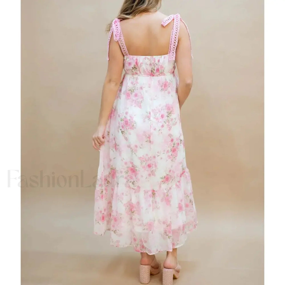 Hollow Out Square Neck Midi Dress