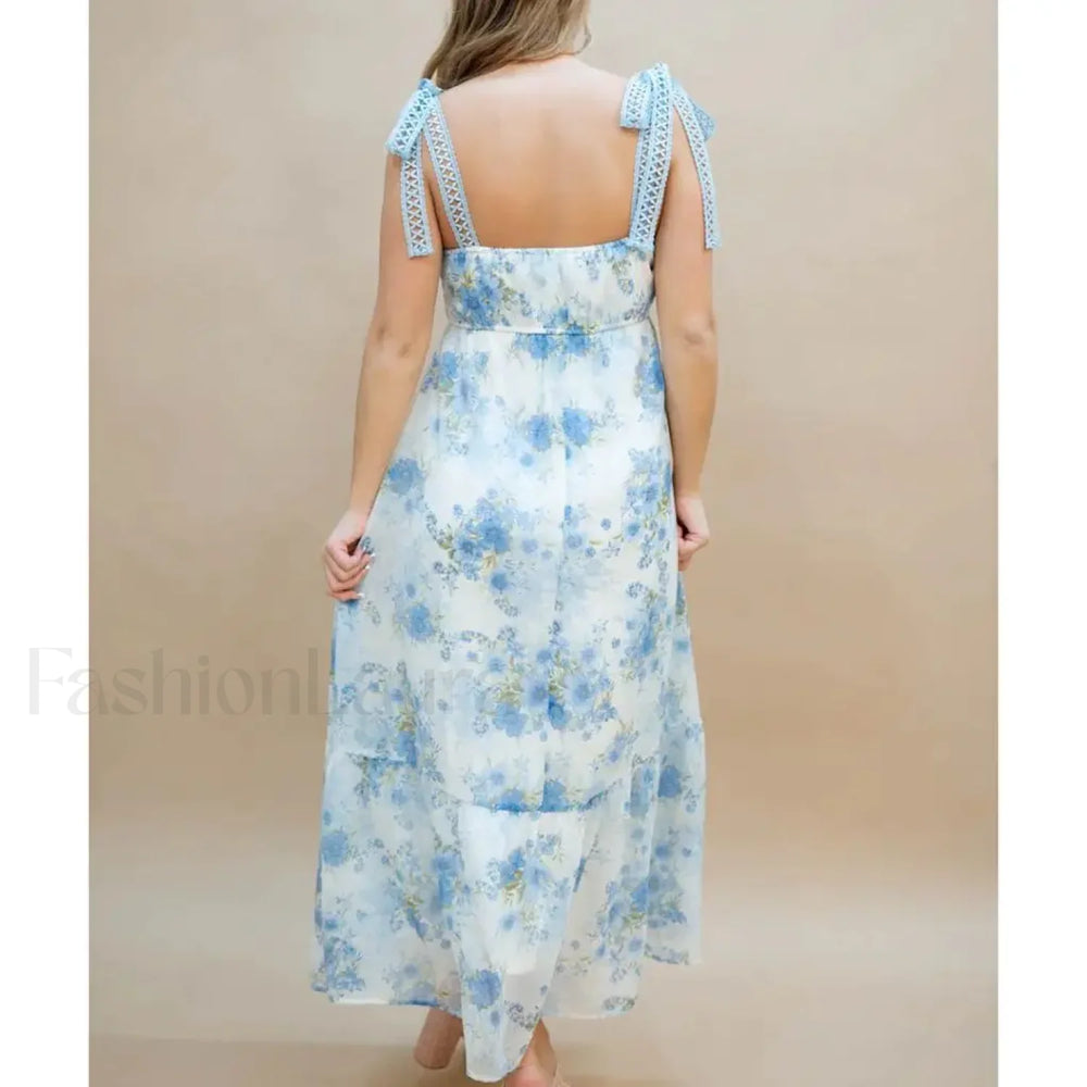 Hollow Out Square Neck Midi Dress