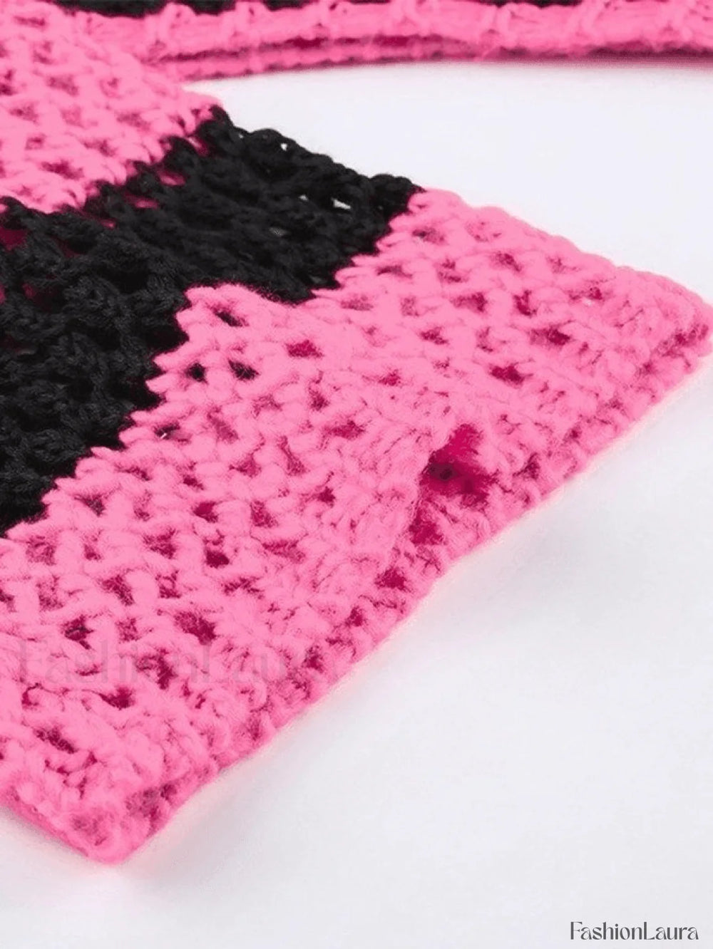 Hollow Out Striped Long Sleeve Bolero Knit Top Pink / ONE SIZE Sweaters