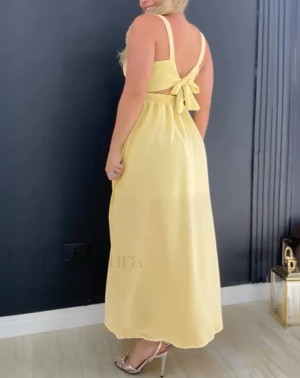 Hollow Out Tied Waist Midi Dress