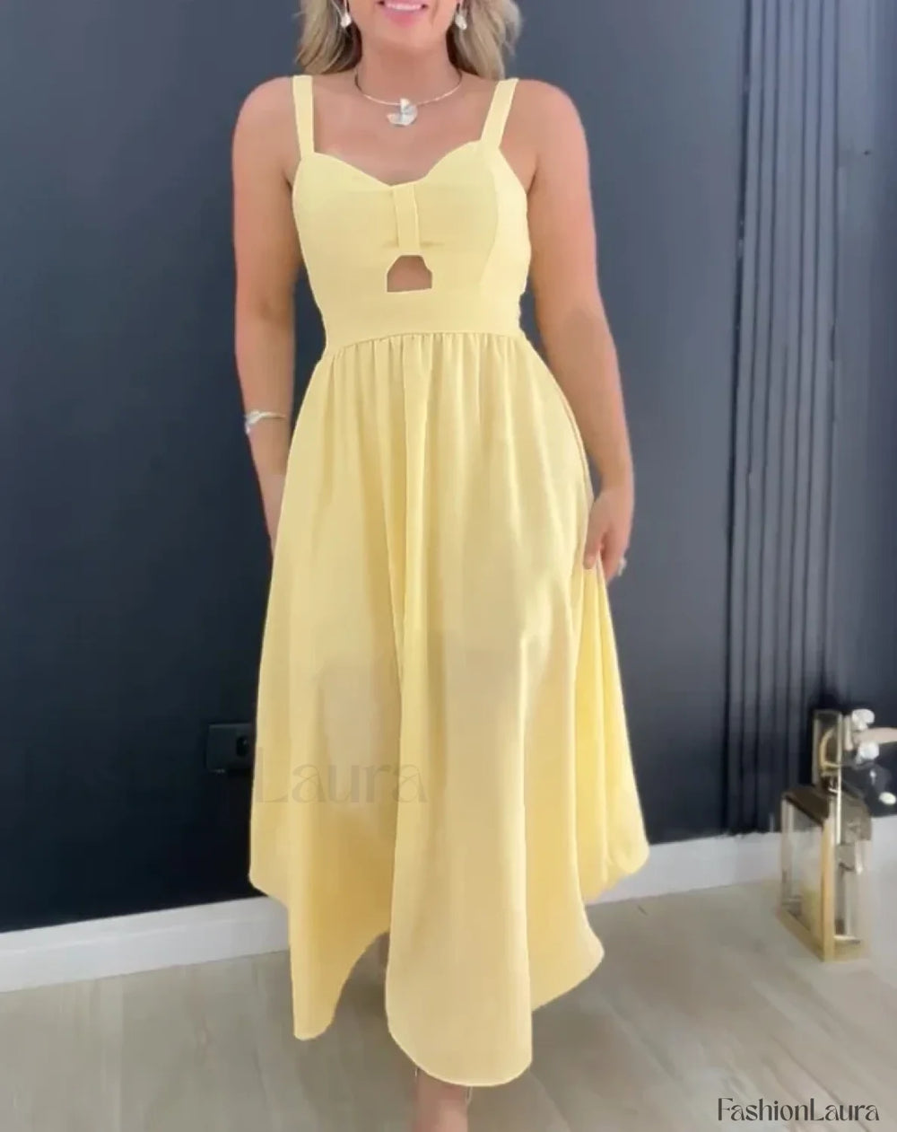 Hollow Out Tied Waist Midi Dress