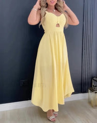 Hollow Out Tied Waist Midi Dress