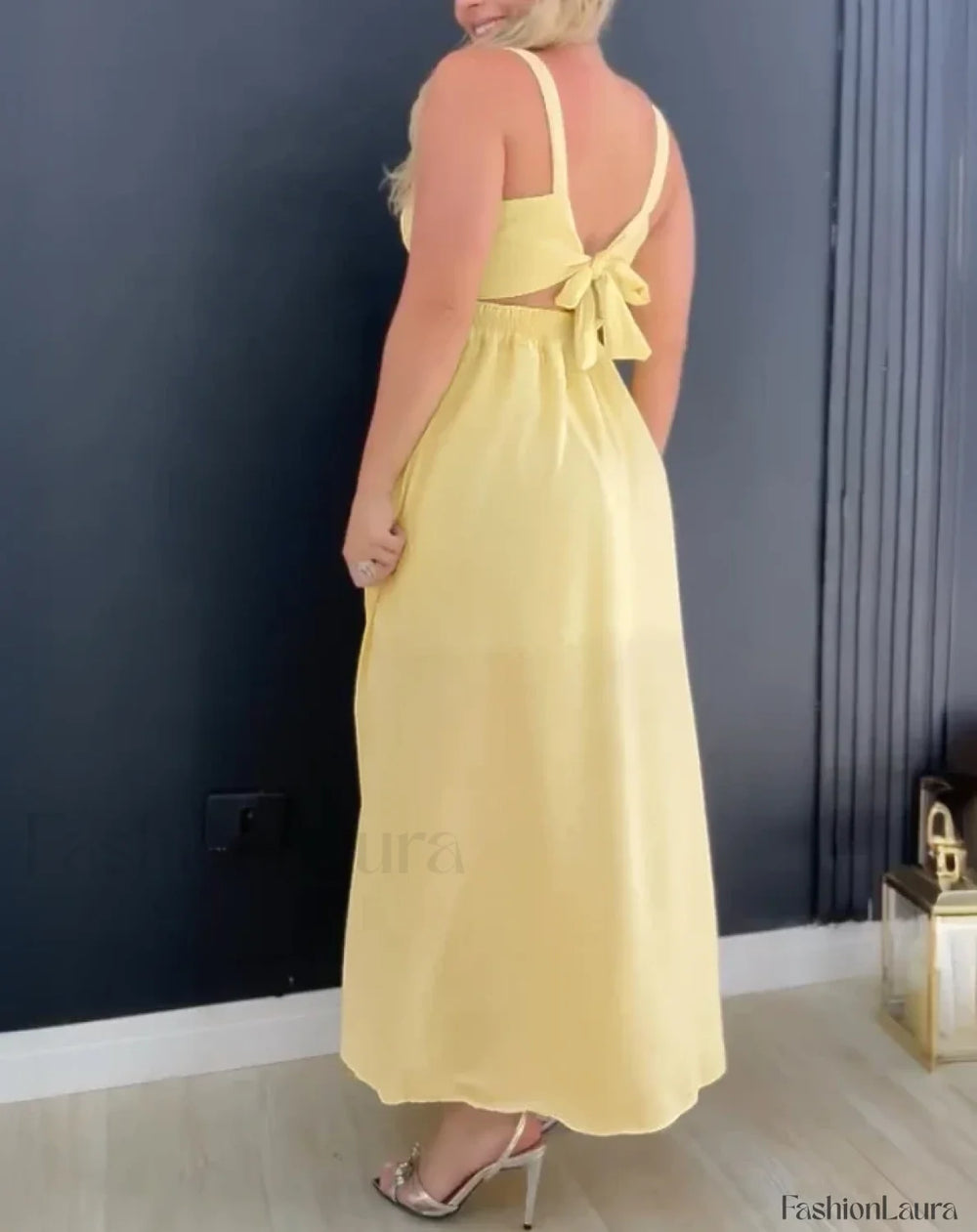 Hollow Out Tied Waist Midi Dress