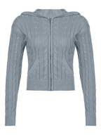 Hooded Cable Knit Cardigan Sweaters