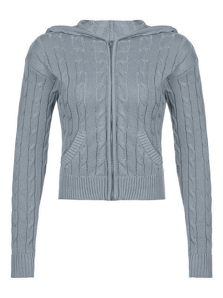 Hooded Cable Knit Cardigan Sweaters