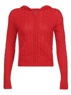 Hooded Cable Knit Cardigan Sweaters